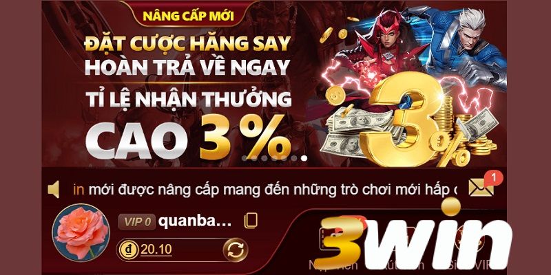 3win - Nhà Cái Uy Tín 3WIN.COM Đa Dạng Thể Loại Game 3 Giao diện sang trọng